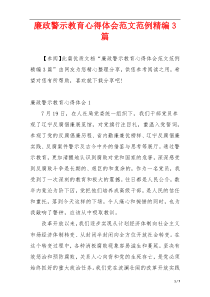 廉政警示教育心得体会范文范例精编3篇