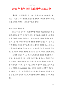 2023年电气公司实践报告3篇大全