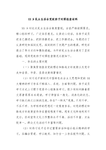 XX乡民主生活会党政班子对照检查材料