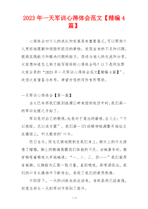 2023年一天军训心得体会范文【精编4篇】