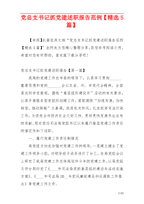 党总支书记抓党建述职报告范例【精选5篇】