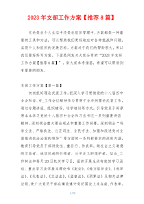 2023年支部工作方案【推荐8篇】