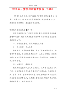 2023年计算机保密自查报告（5篇）