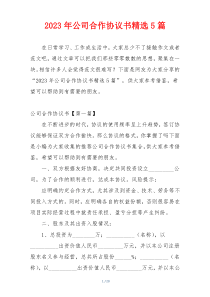 2023年公司合作协议书精选5篇