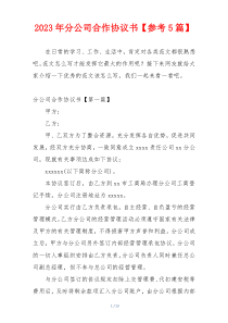 2023年分公司合作协议书【参考5篇】
