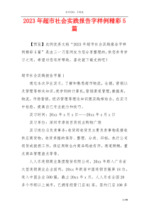 2023年超市社会实践报告字样例精彩5篇