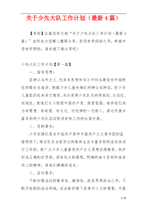 关于少先大队工作计划（最新4篇）