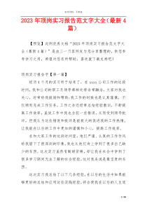 2023年顶岗实习报告范文字大全（最新4篇）