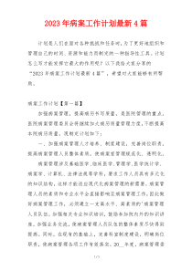 2023年病案工作计划最新4篇