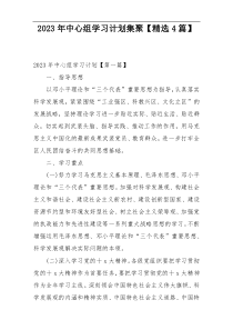 2023年中心组学习计划集聚【精选4篇】