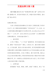 党建品牌方案5篇