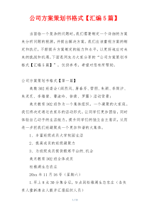 公司方案策划书格式【汇编5篇】