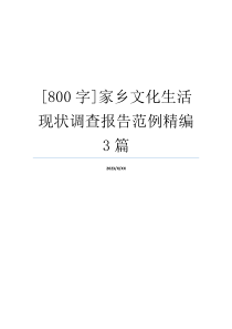 [800字]家乡文化生活现状调查报告范例精编3篇