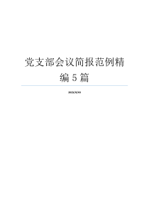 党支部会议简报范例精编5篇