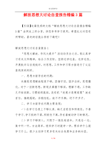 解放思想大讨论自查报告精编3篇