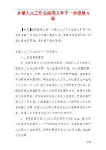 乡镇人大工作总结范文和下一步思路4篇