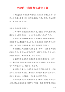 党政班子成员意见建议5篇