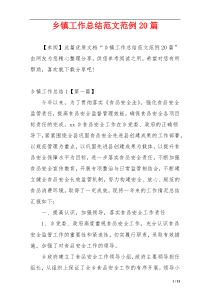 乡镇工作总结范文范例20篇