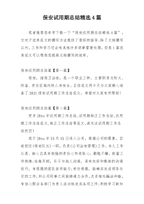 保安试用期总结精选4篇