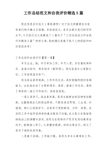 工作总结范文和自我评价精选5篇