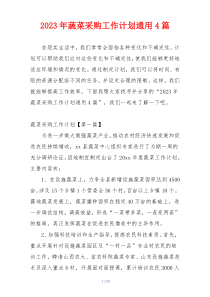 2023年蔬菜采购工作计划通用4篇