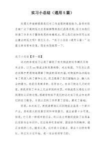 实习小总结（通用5篇）
