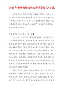 2023年暑期教师培训心得体会范文（4篇）