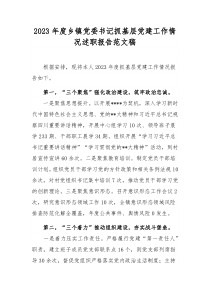2023年度乡镇党委书记抓基层党建工作情况述职报告范文稿