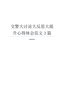 交警大讨论大反思大提升心得体会范文3篇