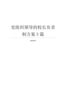 党组织领导的校长负责制方案3篇