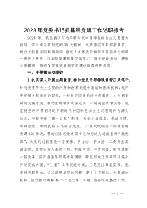 2023年党委书记抓基层党建工作述职报告