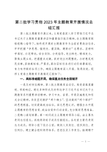 第二批学习贯彻2023年主题教育开展情况总结汇报