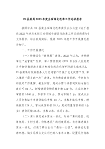 XX县某局2023年度全面深化改革工作总结报告
