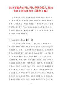 2023年校内实训实训心得体会范文_校内实训心得体会范文【推荐4篇】