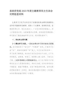 县政府党组2023年度主题教育民主生活会对照检查材料