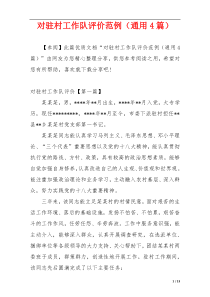 对驻村工作队评价范例（通用4篇）