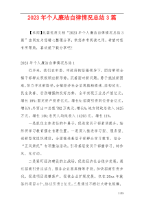 2023年个人廉洁自律情况总结3篇