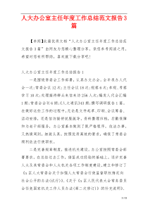 人大办公室主任年度工作总结范文报告3篇