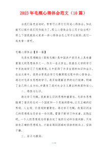 2023年毛概心得体会范文（10篇）