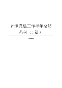 乡镇党建工作半年总结范例（5篇）
