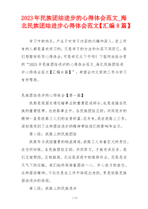 2023年民族团结进步的心得体会范文_海北民族团结进步心得体会范文【汇编8篇】