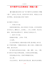 初中教师专业发展规划（精编5篇）