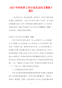 2023年供电所工作计划及总结【最新5篇】