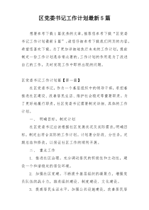 区党委书记工作计划最新5篇