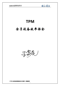 《TPM全员设备管理及执行力提升》2天课件内容(1)