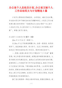 办公室个人总结及计划_办公室文秘个人工作总结范文与计划精选5篇