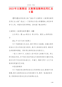 2023年文案策划 文案策划案例实用汇总4篇