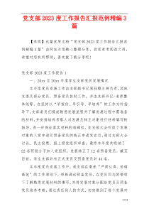 党支部2023度工作报告汇报范例精编3篇