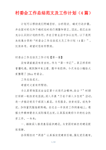村委会工作总结范文及工作计划（4篇）