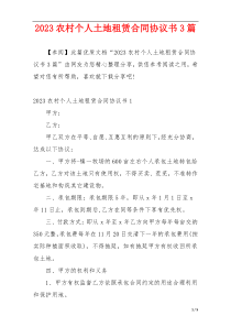 2023农村个人土地租赁合同协议书3篇